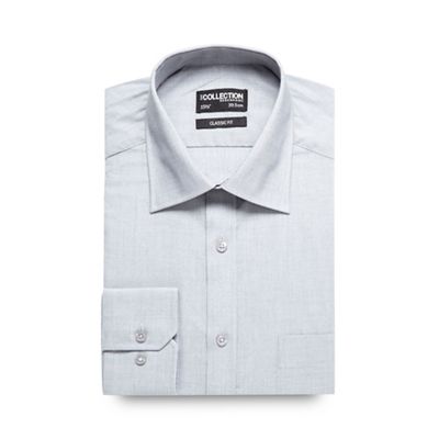 Light grey textured regular fit shirt